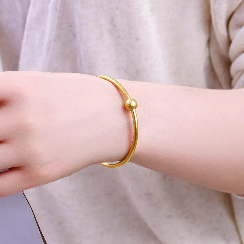 24K Gold Plated Geometric Stainless Steel Bangle