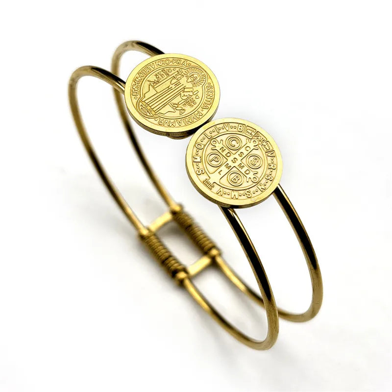 Stainless Steel Polished Round Bracelet Gold