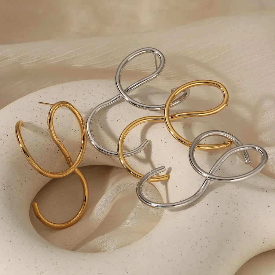 Asymmetric Gold-Plated Stainless Steel Earrings