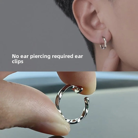 Mobius Clip-On Titanium Steel Earrings