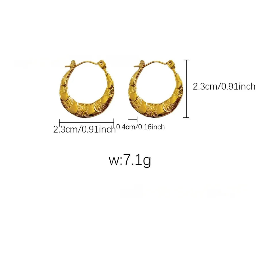 Elegant Gold Titanium Steel Hoop Earrings