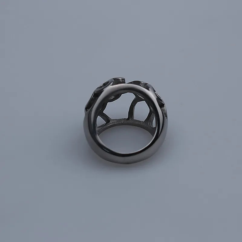 Stainless Steel Honeycomb Ring – Unisex Design