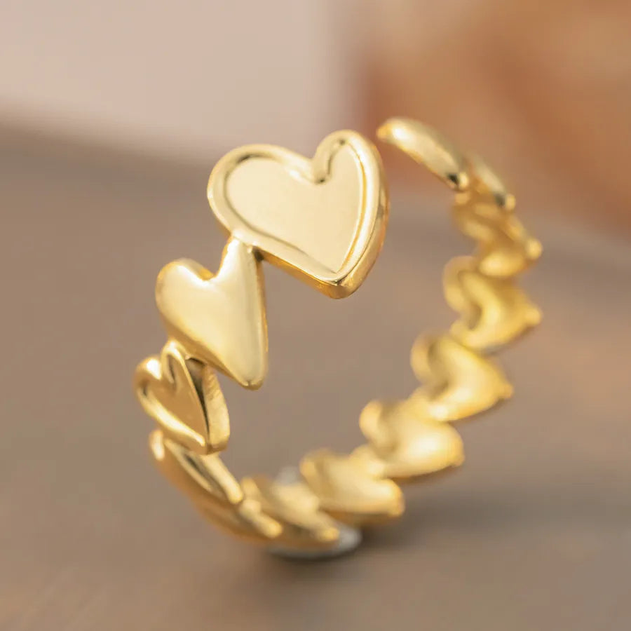 Geometric Titanium Steel Open Ring K367 Gold Ring Adjustable