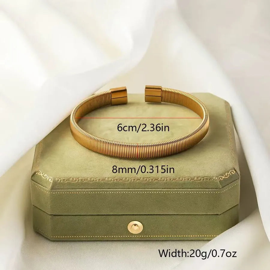 18K Gold Plated Twisted Stainless Steel Bracelet Average Size Gold 5