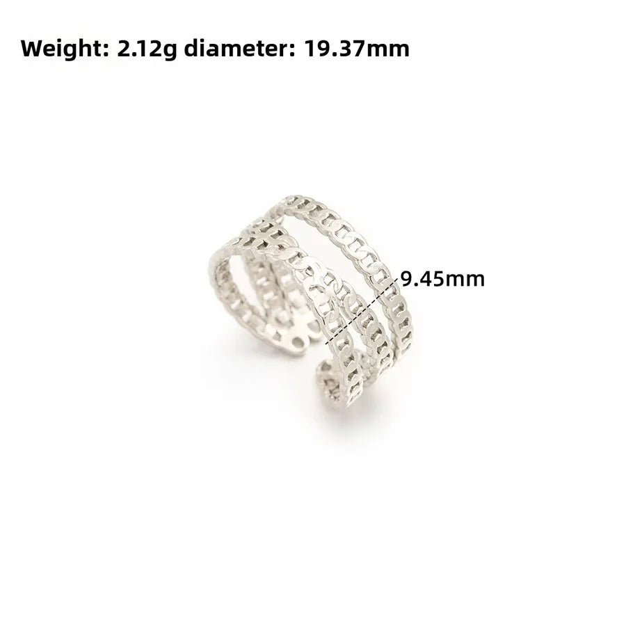 Gold Open Heart Stainless Steel Ring Adjustable Opening J295-Y Steel Color