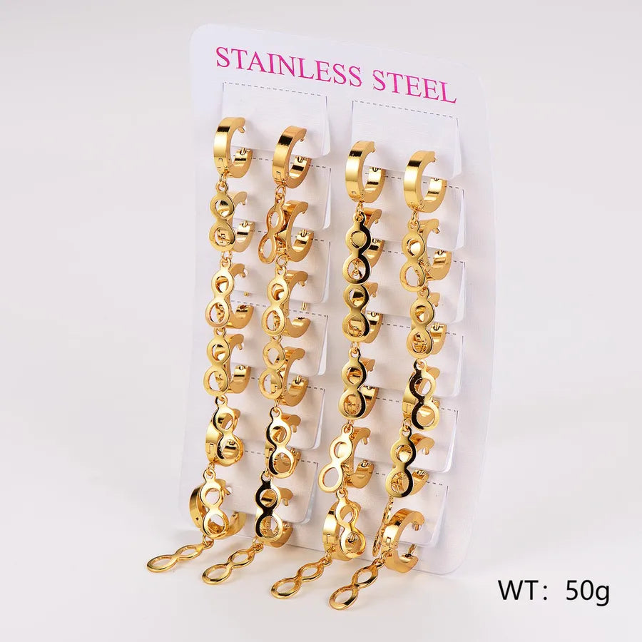 Gold Stainless Steel Star & Heart Ear Cuffs - 12 Pairs Infinite 8-shaped