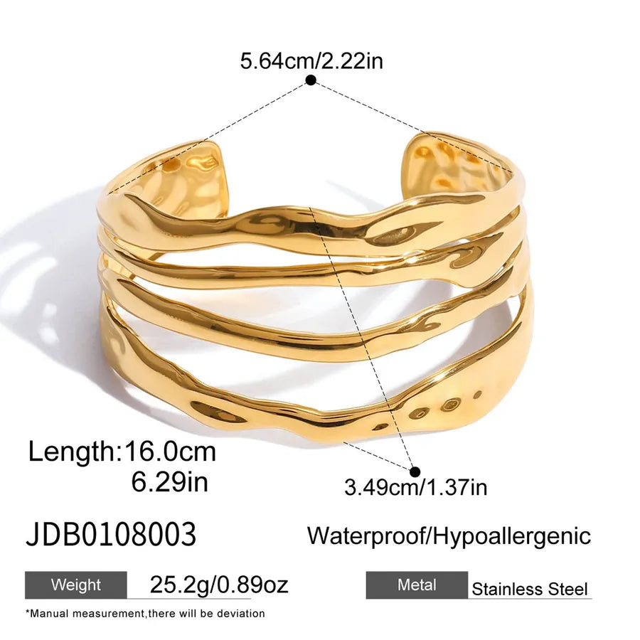 18K Gold Plated Stainless Steel Open Cuff Bracelet JDB0108003