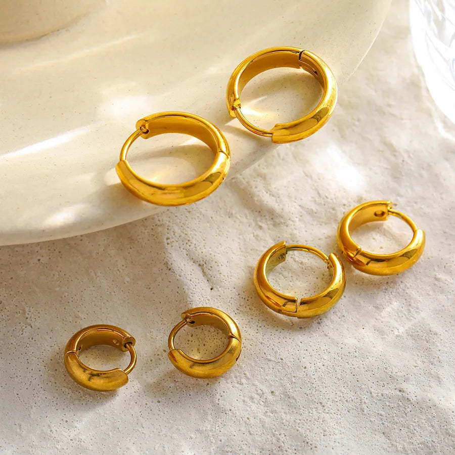 18K Gold Plated Geometric Round Stud Earrings