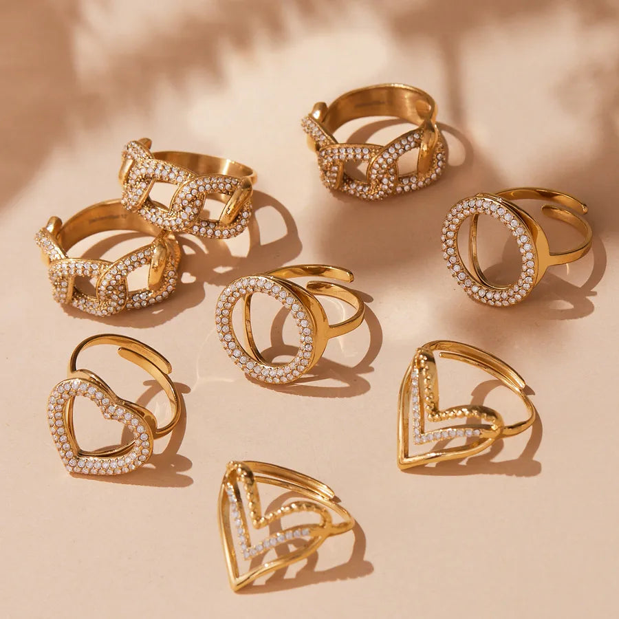 Gold Plated Geometric Zircon Ring for Women