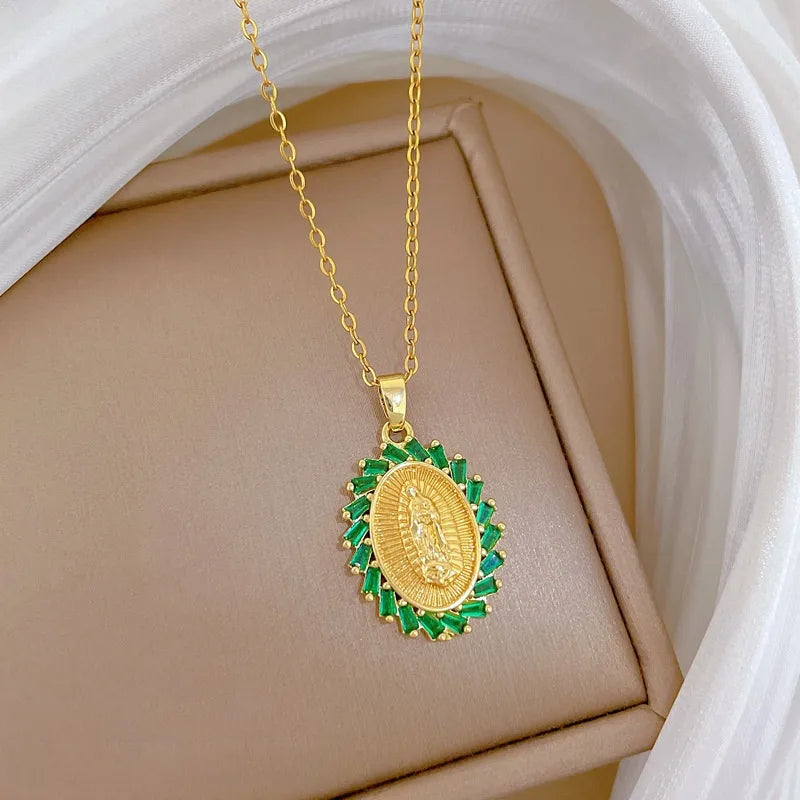 Gold Butterfly & Fish Choker Necklace G105 Titanium Steel Chain Copper Pendant