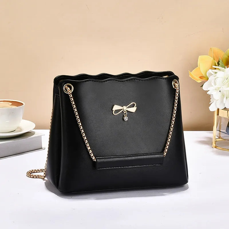 Elegant Butterfly Knot Crossbody Handbag Black