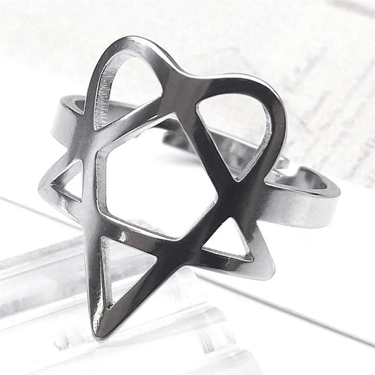 Geometric Hollow Titanium Steel Star Ring