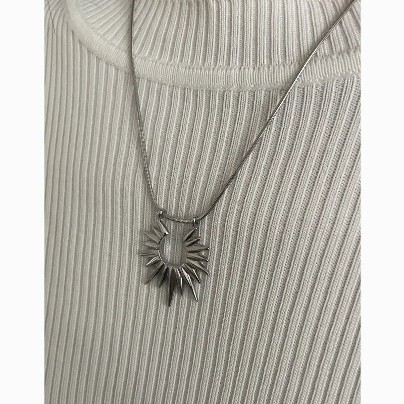 Titanium Steel Sun Snake Pendant Necklace