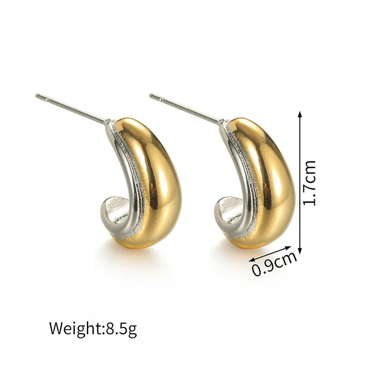 Gold-Plated Stainless Steel Geometric Hoop Earrings