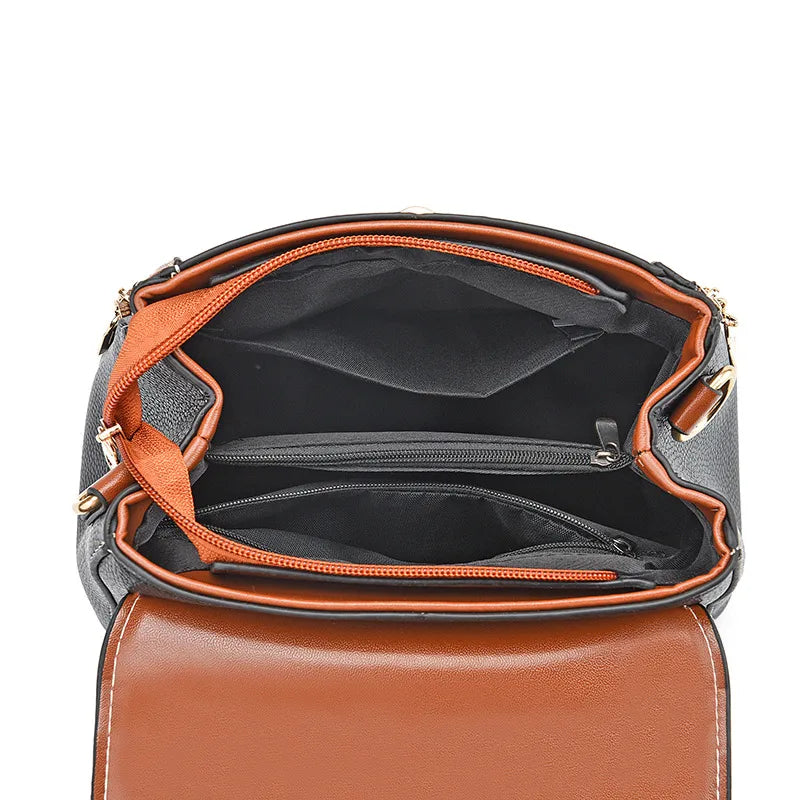 Colorblock PU Square Crossbody Handbag