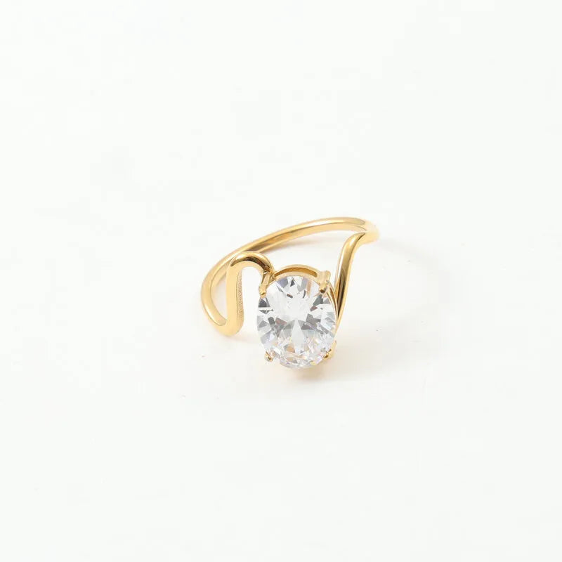 18K Gold Plated Geometric Zircon Ring