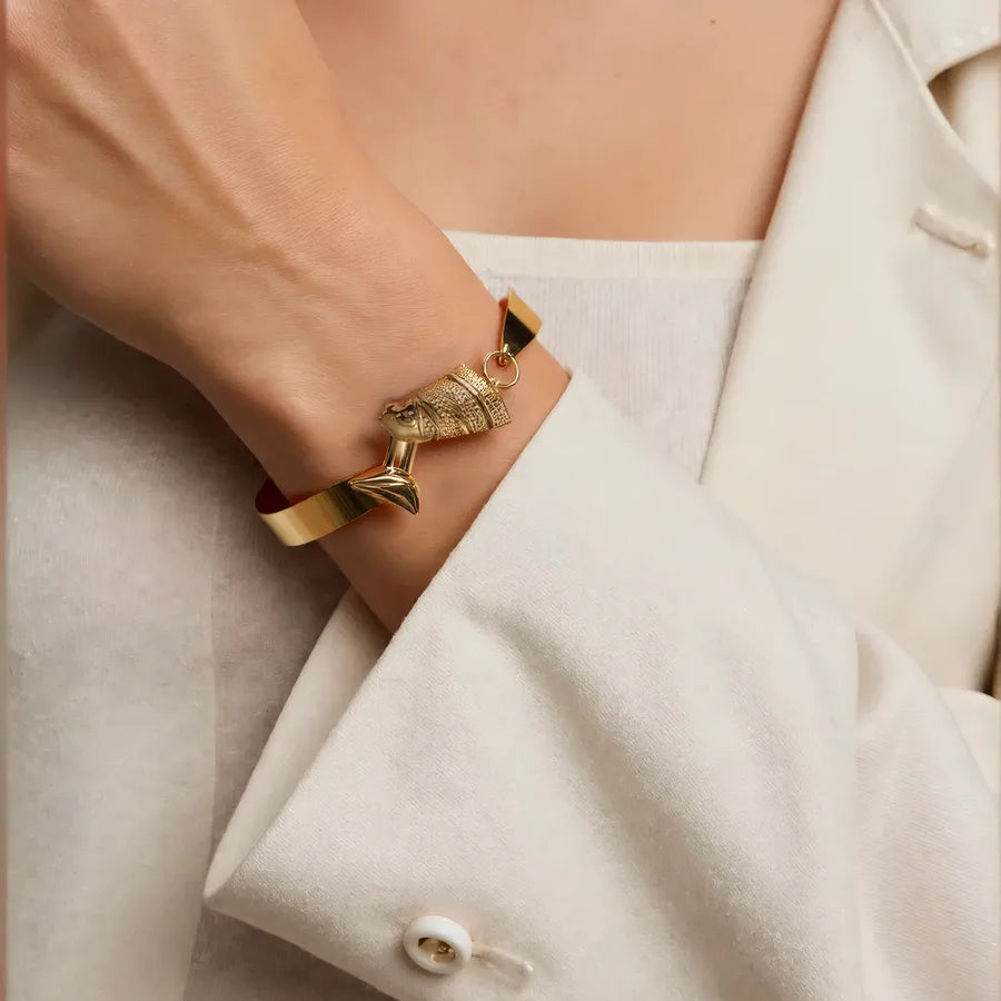 Gold Egyptian Pharaoh Stainless Steel Bracelet