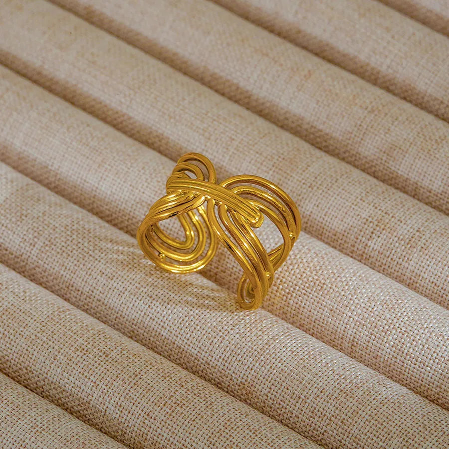 Adjustable 18K Gold Stainless Steel Ring 349