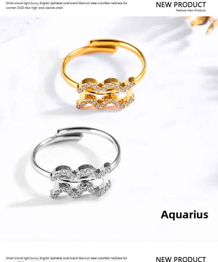 Titanium Zodiac Star Ring for Women
