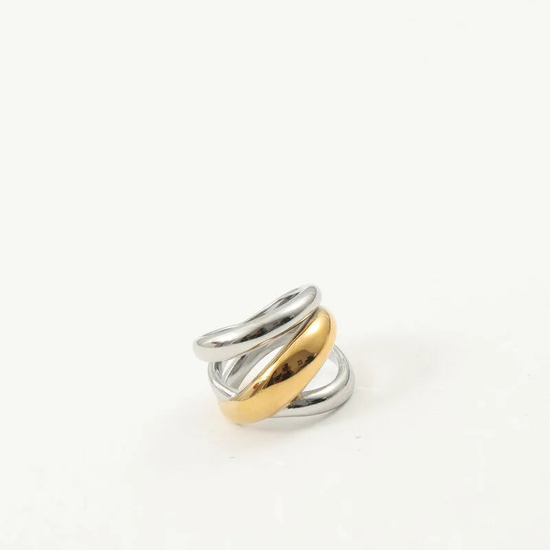 18K Gold Geometric Titanium Steel Ring