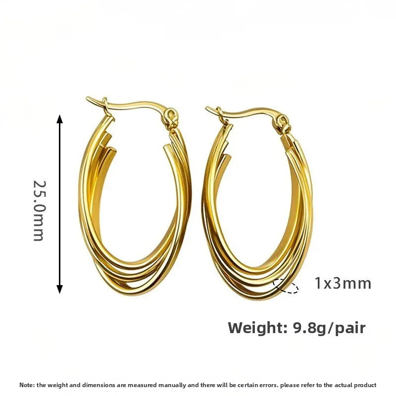 Titanium Steel Geometric U-Shaped Earrings PJER234 Gold 25mm