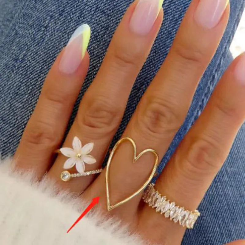 18K Gold Heart Titanium Steel Ring