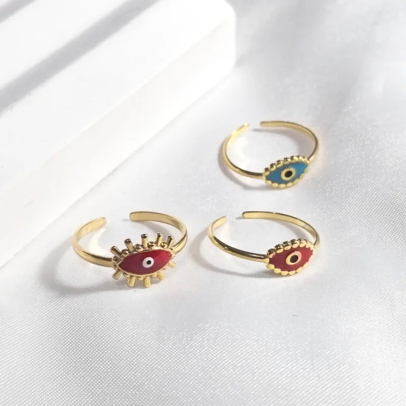 18K Gold Plated Colorful Eye Open Ring