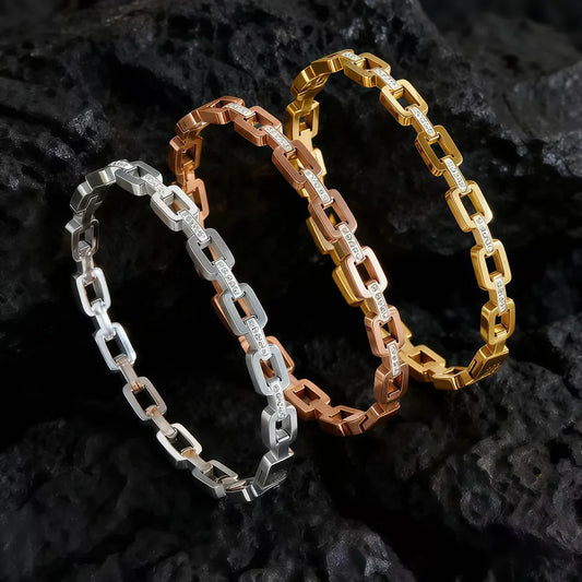 18K Gold Plated Titanium Steel Square Bracelet