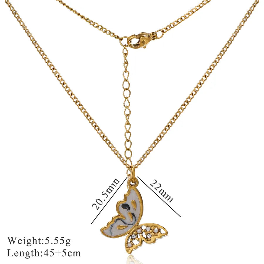 Elegant Butterfly Pendant Necklace for Women Multicolor