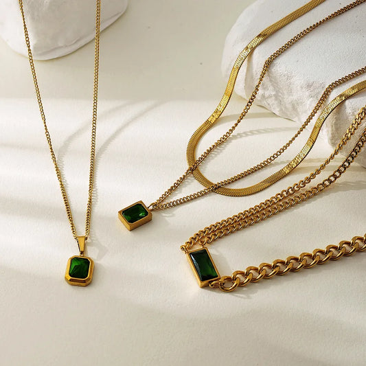 18K Gold PVD Geometric Stainless Steel Necklace