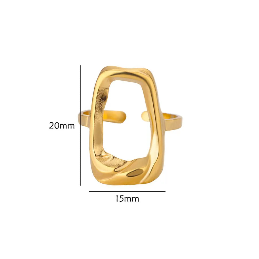 18K Gold Plated Geometric Stainless Steel Ring 6