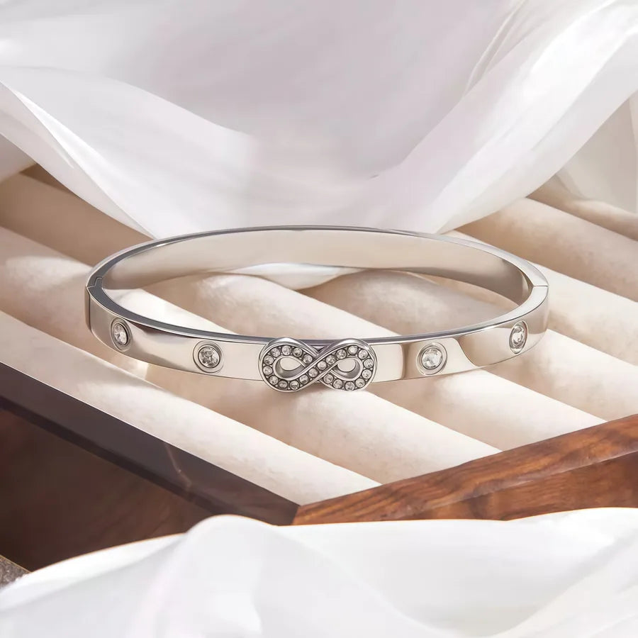 18K Gold Infinity Bracelet with Rhinestones