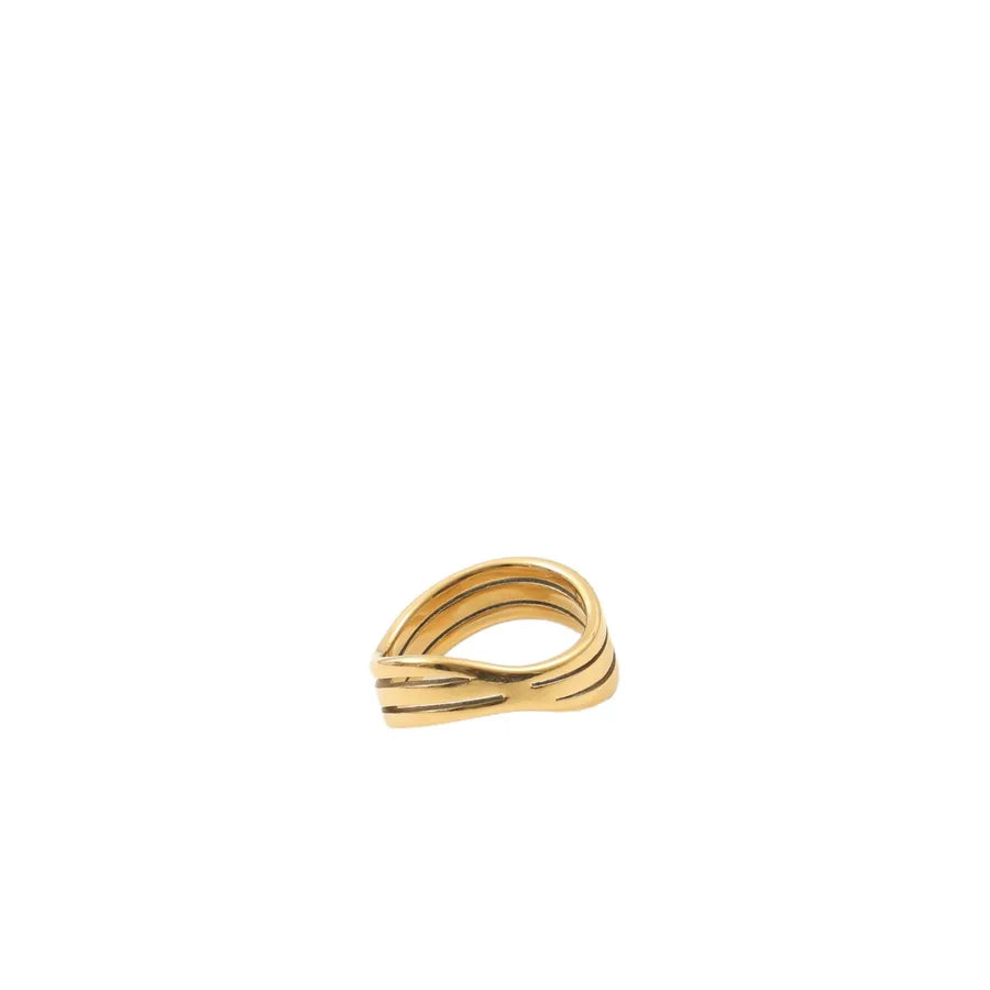 18K Gold Plated Triple Wave Titanium Ring