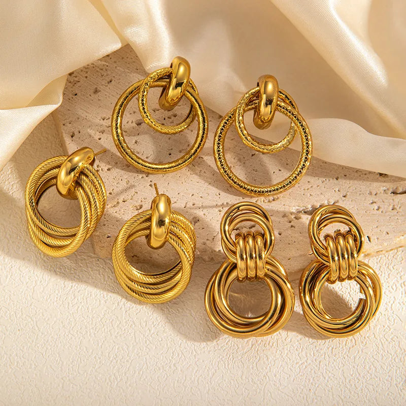 Retro Titanium Steel Hollow Earrings