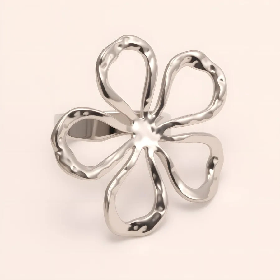 Golden Hollow Petal Ring – Stainless Steel