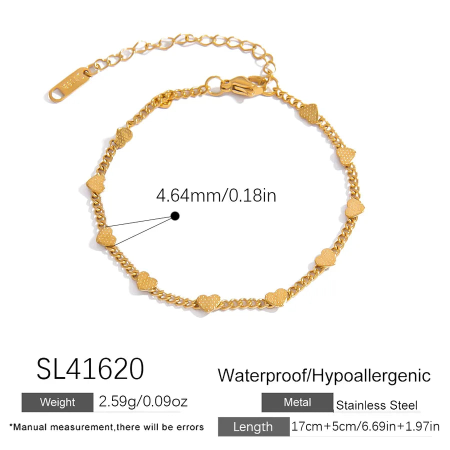18K Gold Plated Heart & Flower Bracelet