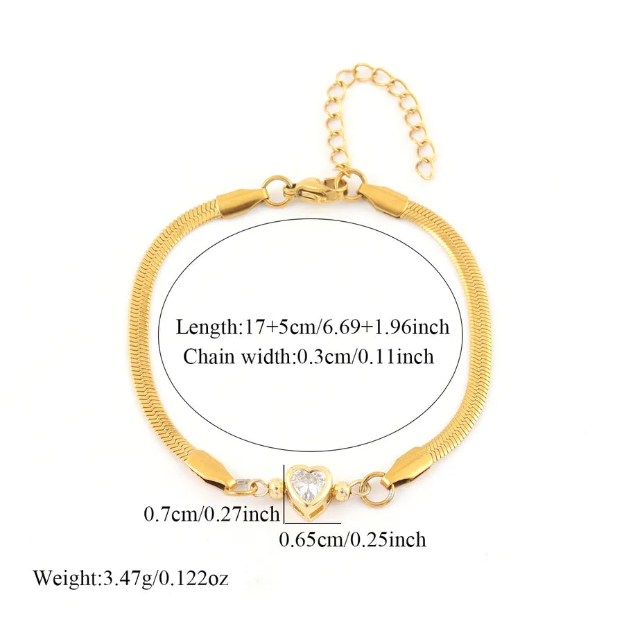 Gold Heart Stainless Steel Bracelet