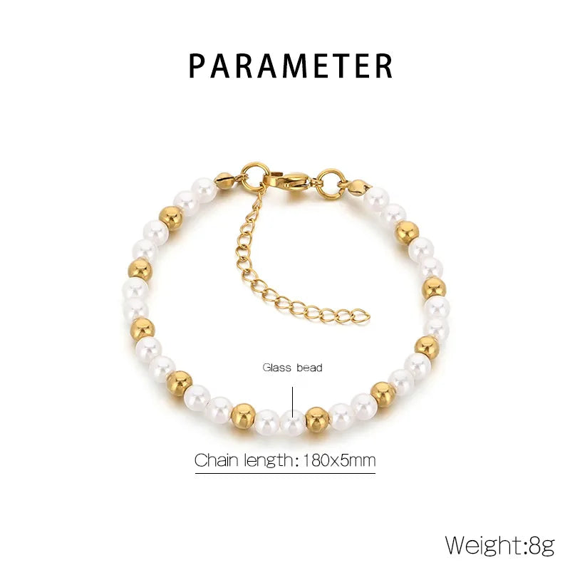 Gold Beaded Shell Bracelet for Women