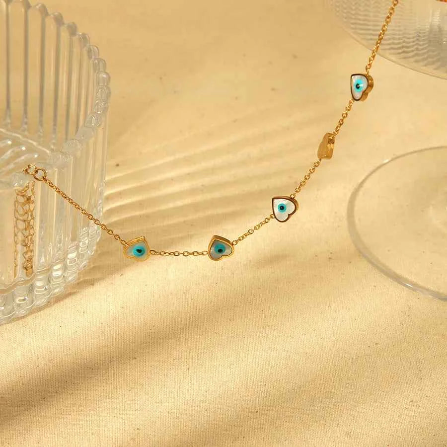 18K Gold Plated Heart Bracelet & Necklace Set