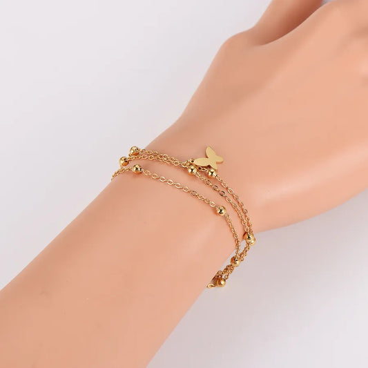18K Gold Butterfly Stainless Steel Bracelet