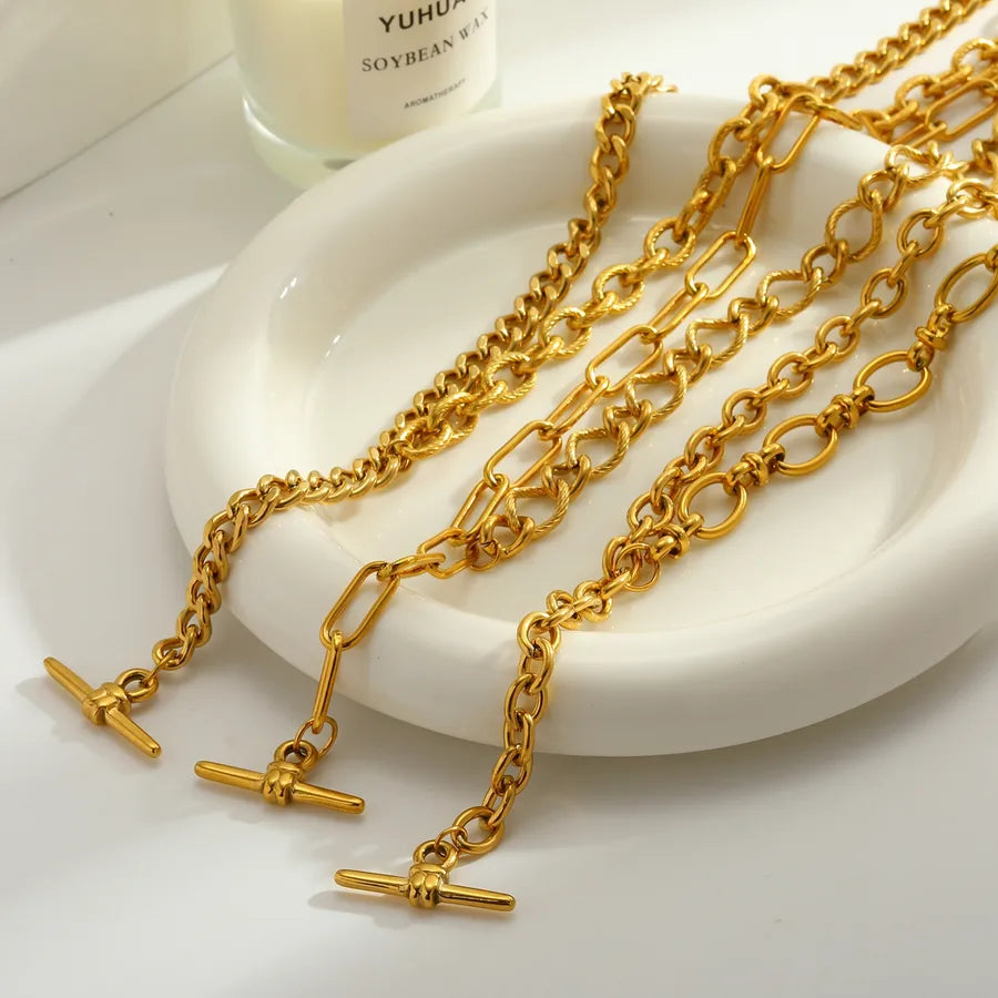 18K Gold Plated Geometric Stainless Steel Necklace
