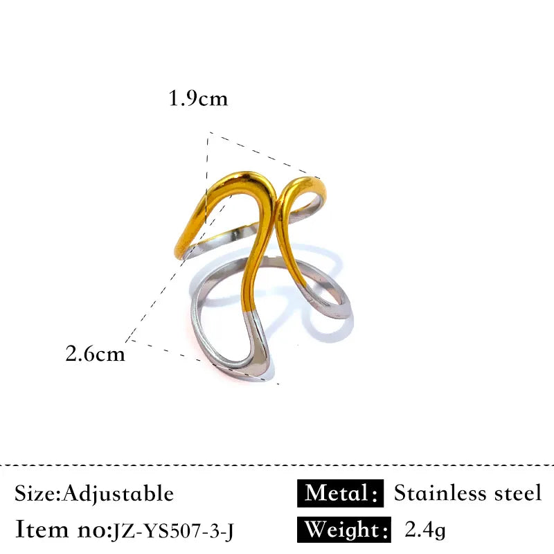 Gold & Silver Stainless Steel Open Ring
