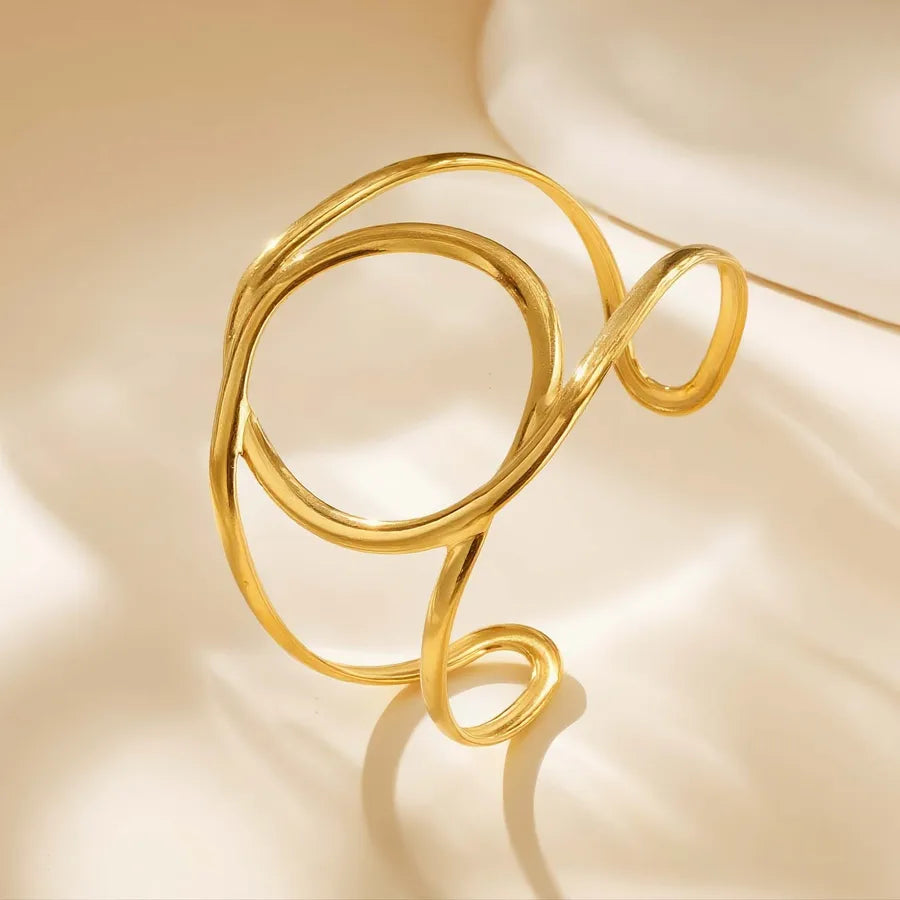 Gold Plated Geometric Stainless Steel Bangle