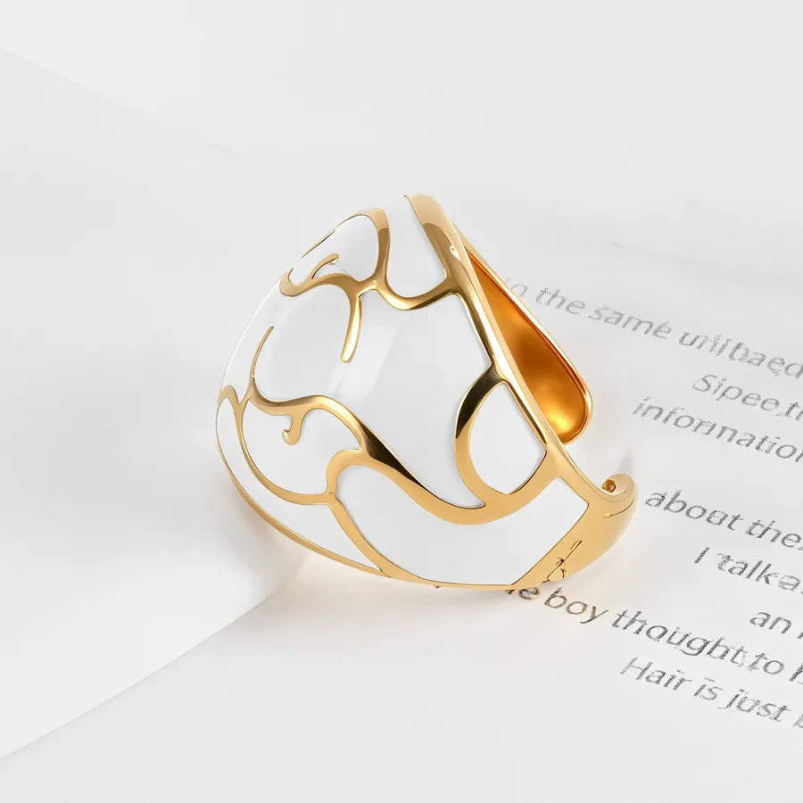 White Enamel Angel Egg Ring – Stainless Steel