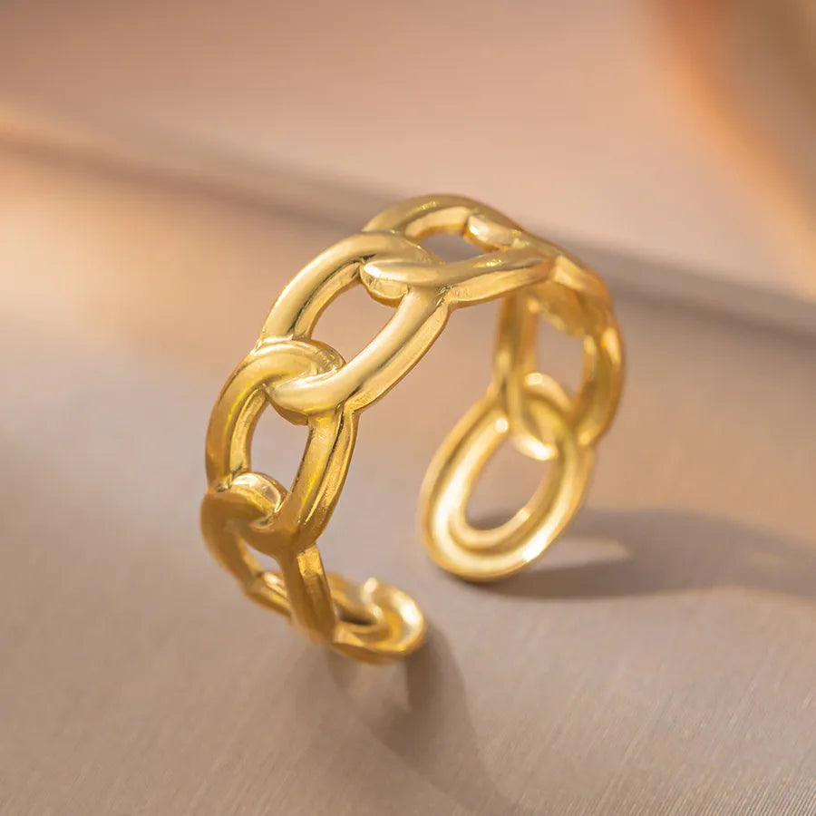 Adjustable Geometric Titanium Steel Ring K1 Gold Ring Adjustable