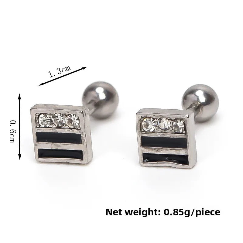 Vintage Square Zirconia Stud Earrings Silver (One Piece)
