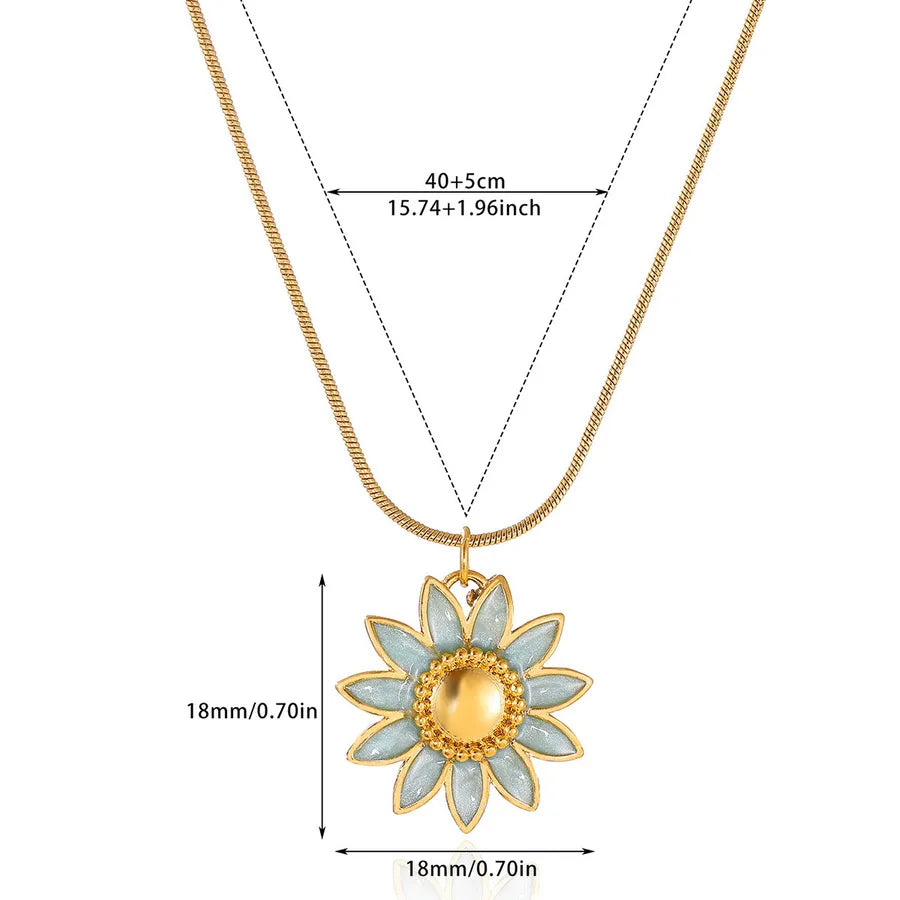 Boho Floral Pendant Necklace – 18K Gold Plated Gold 18k