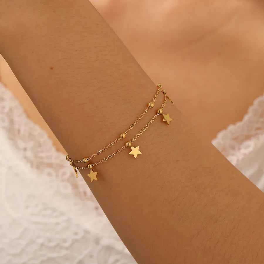 Gold Star Tassel Stainless Steel Bracelet