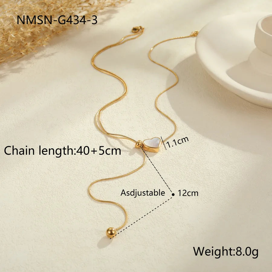 Gold Heart Pendant Y Necklace – Stainless Steel NMSN-G434-3 Gold Necklace