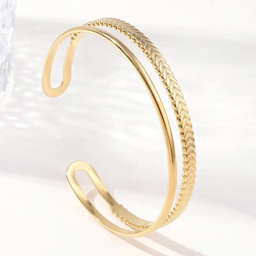 Unisex Titanium Steel Wide Cuff Bracelet WSZ016-2 Adjustable Opening